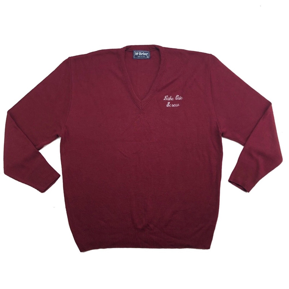 Vintage 80s Lake Erie Screw Embroidered Made in USA McBriar Sweater Size L/M